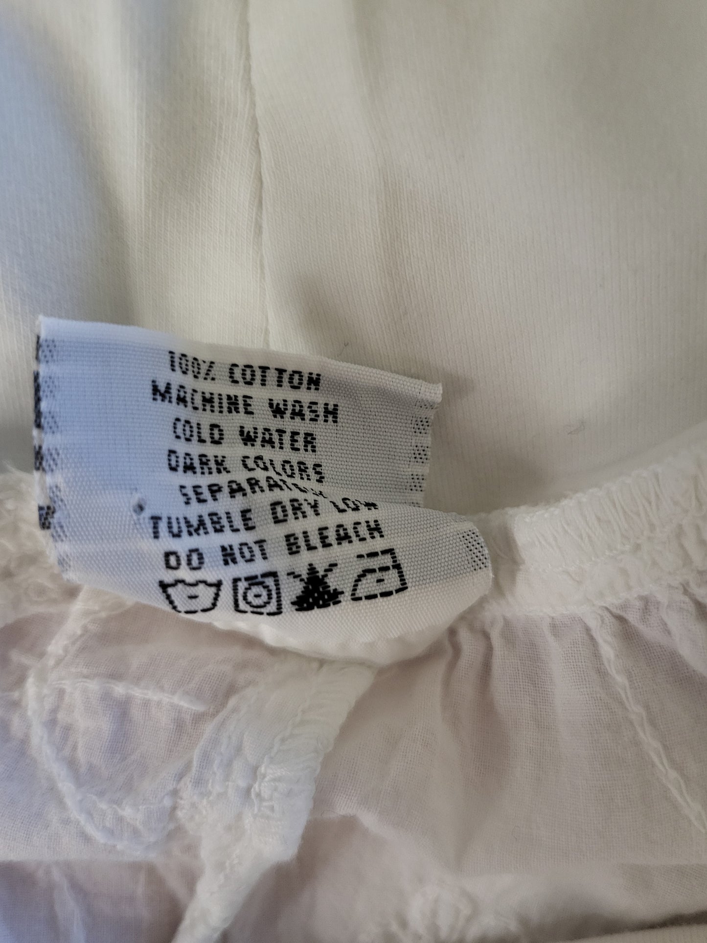 Color Me Cotton (CMC) White Embroidered Handkerchief Hem Midi Skirt | Size SMALL