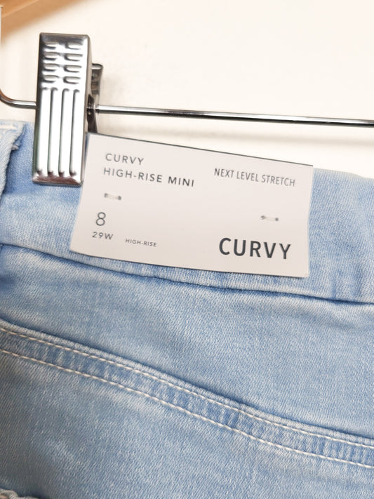 NEW - American Eagle Curvy Hi-Rise Mini Denim Skirt | Size 8
