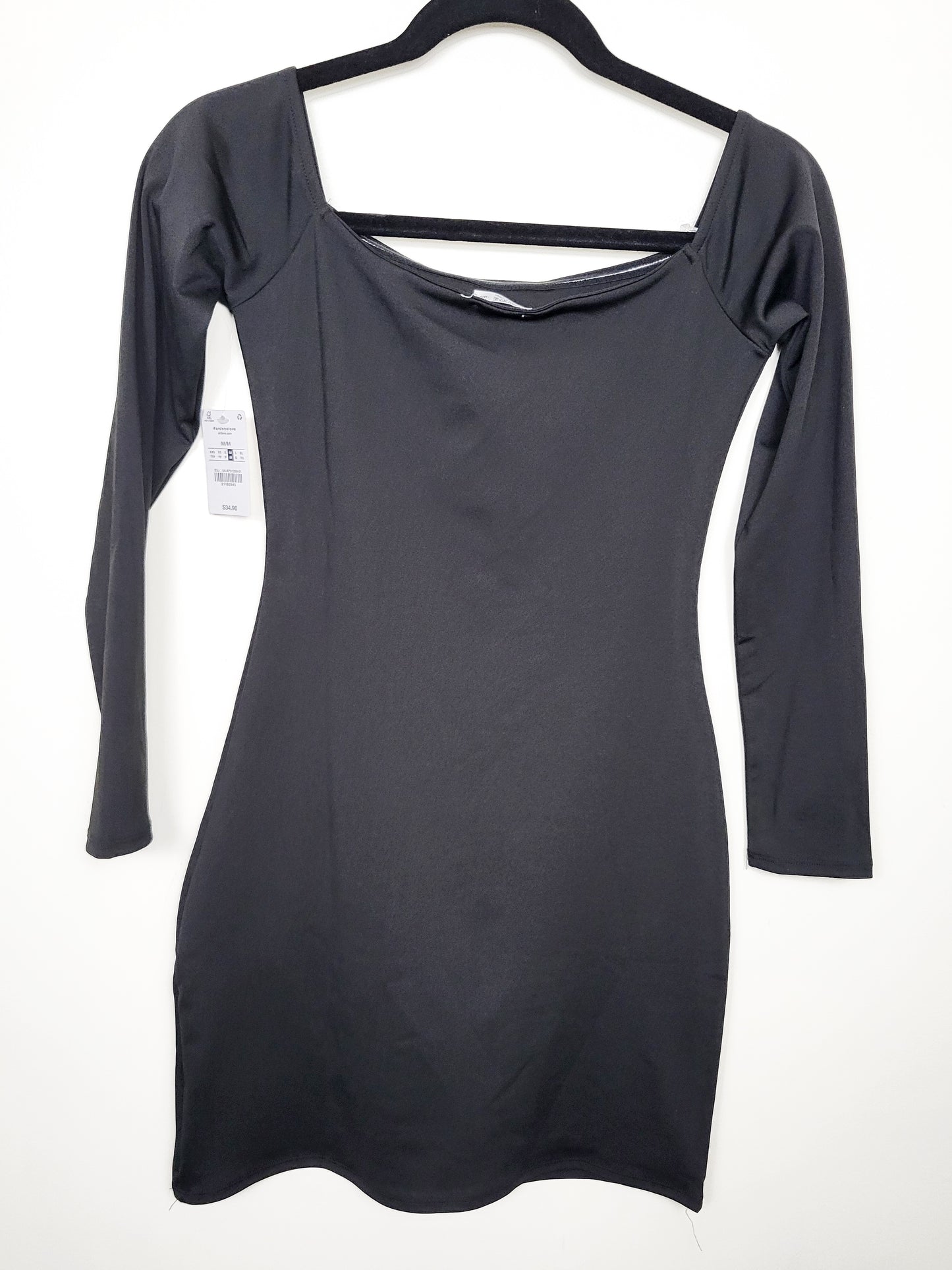 NEW - Ardene black square neck bodycon dress | Size MEDIUM