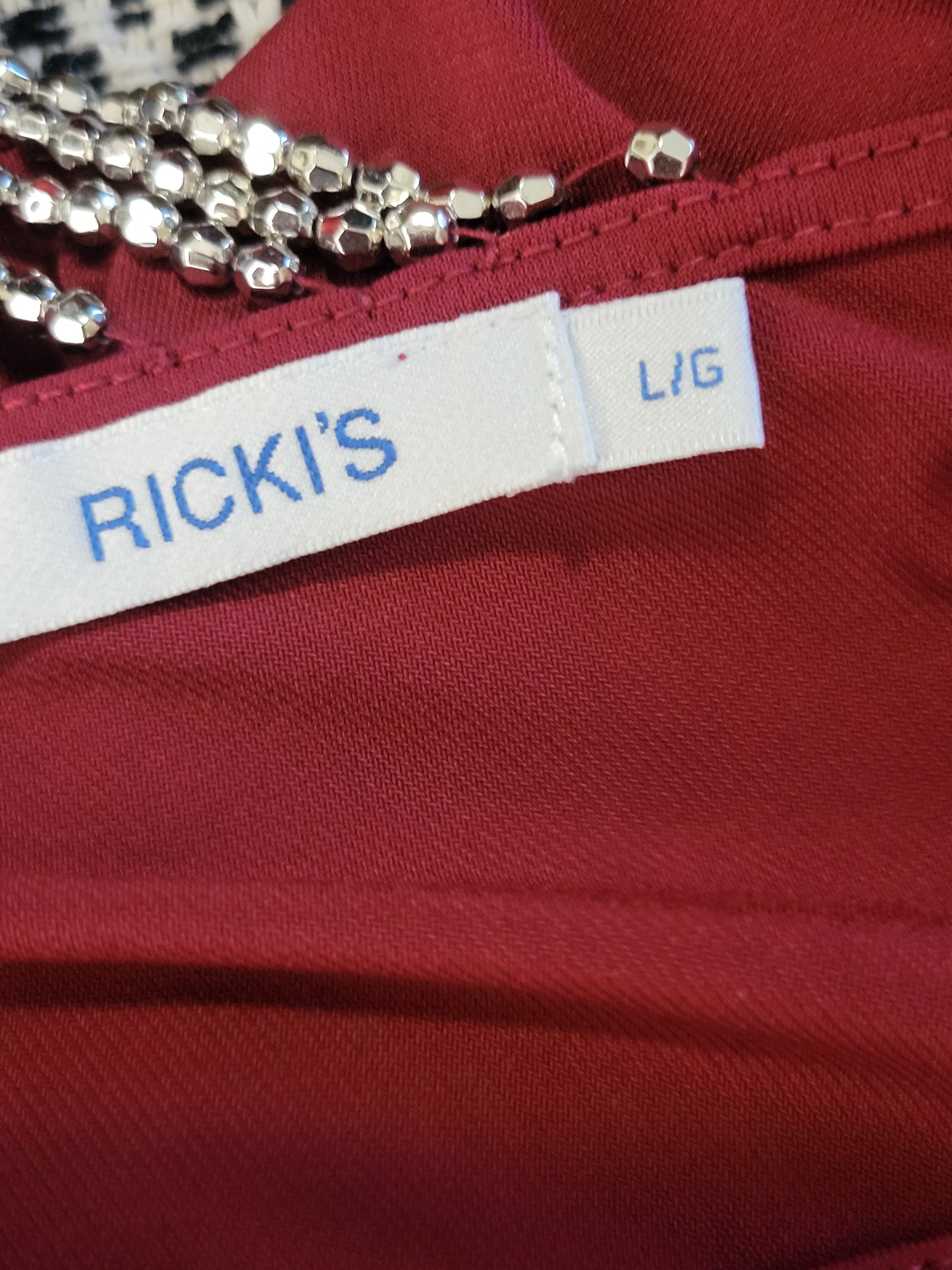 Ricki's Red Layered Rhinestone Chain-Back Sleeveless Top | Size LARGE