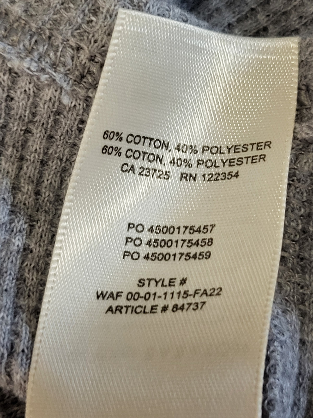 The Group Babaton Aritzia Gray Waffle Women's Knit Relaxed V-Neck Tee | Size XL