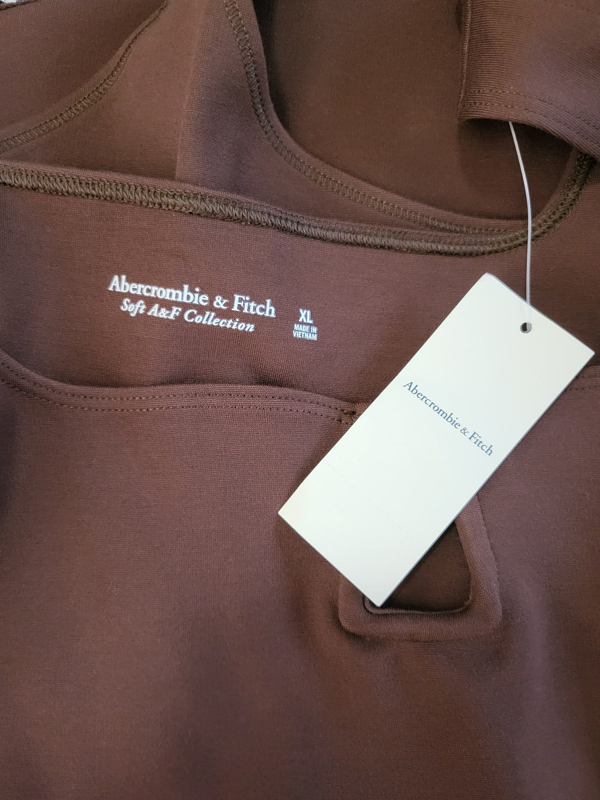 NEW - Abercrombie & Fitch Chocolate Brown "Soft A&F" Square-Neck Keyhole Bodysuit | Size XL