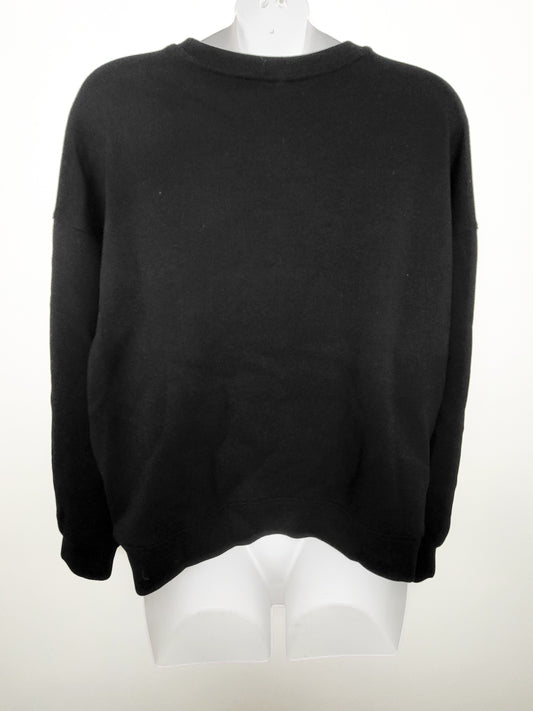Lazypants Black Women's Double Knit Fleece Cropped Crewneck Sweatshirt | Size XL