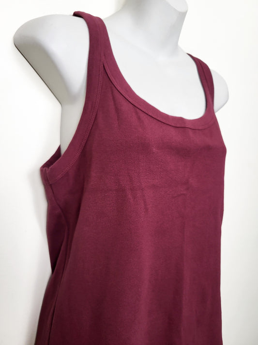 NEW - American Eagle Women's Burgundy Ribbed Scoop-Neck Tank Top | Size XL
