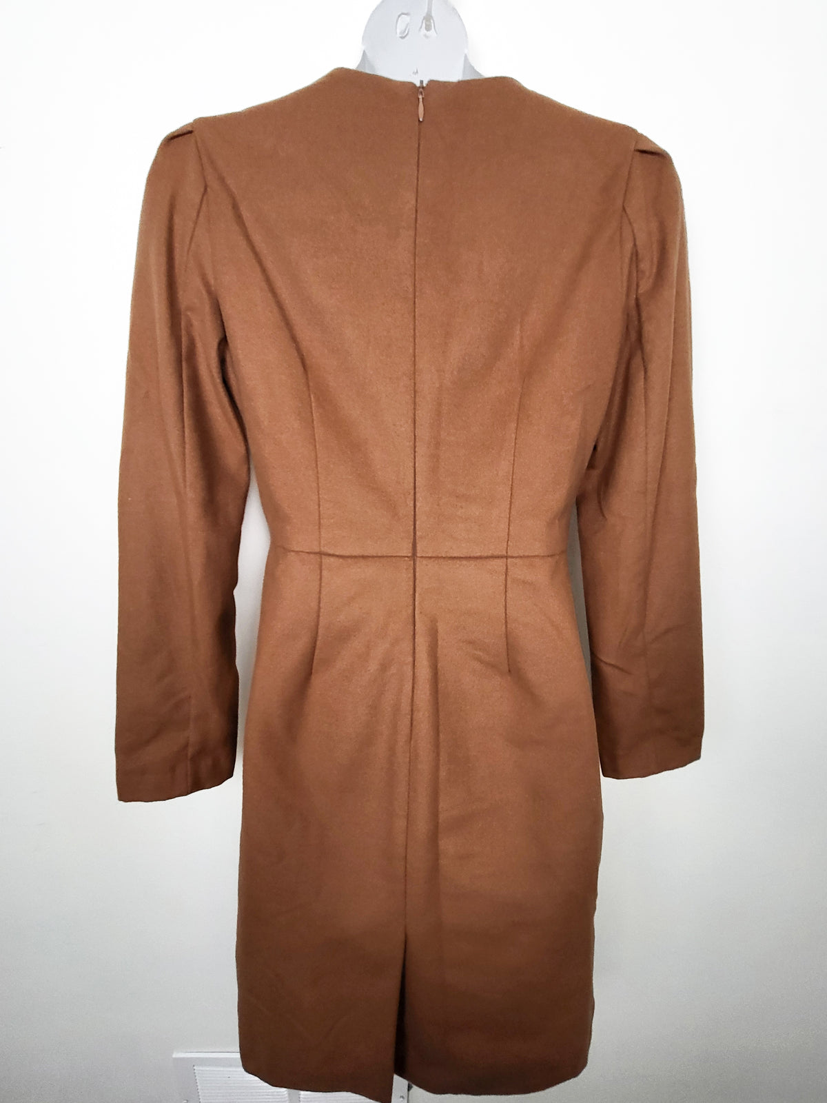 Chestnut Brown Faux Suede Ruched Long Sleeve Dress - Sizes like a Small