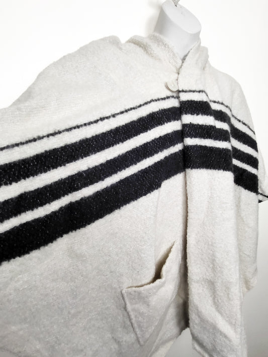 Aritzia "Golden by TNA" Wool-Blend Hooded Striped Poncho Cape - Size Small/Medium