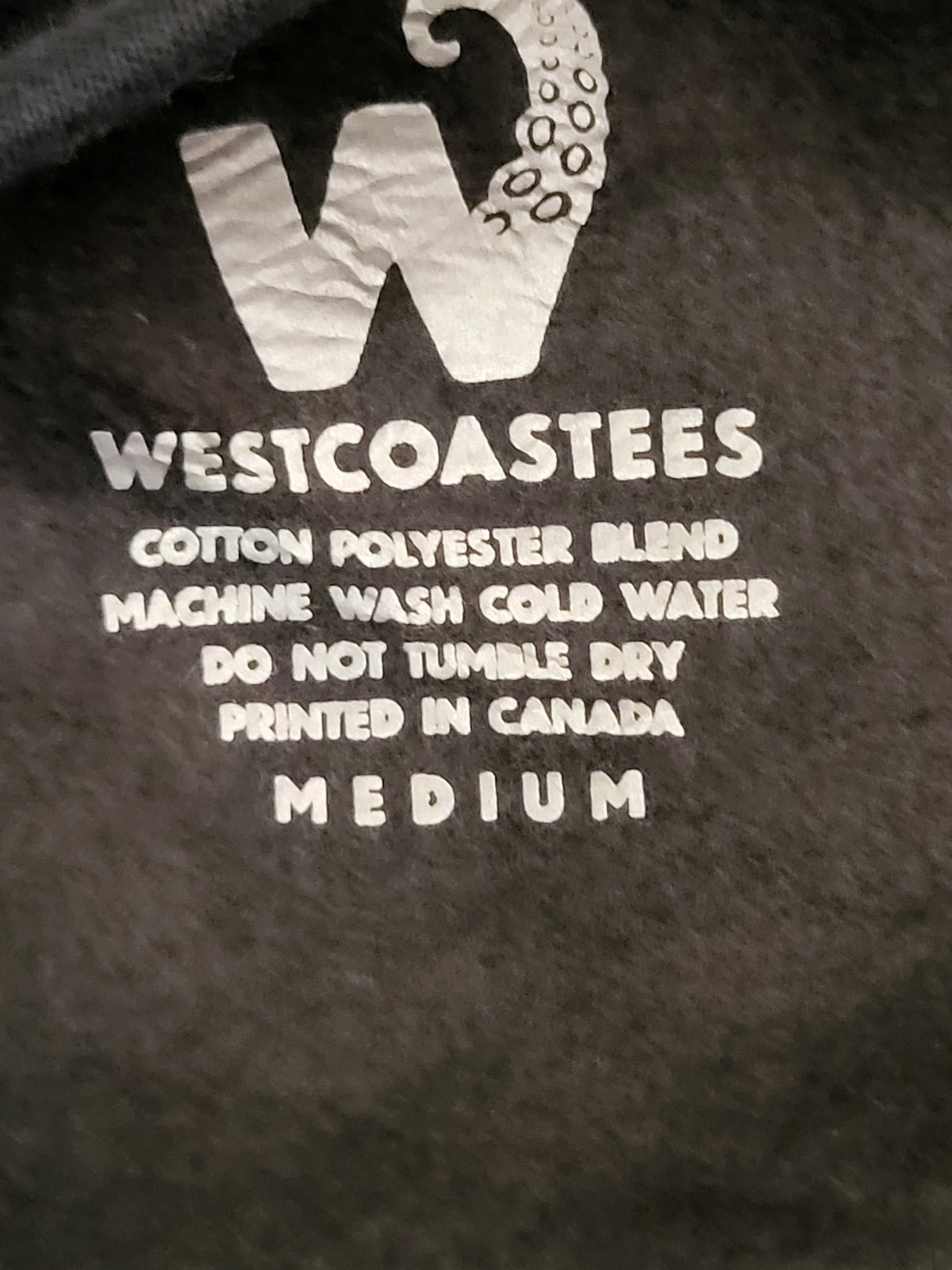 NEW -Westcoastees black "Home Grown" fleecy lined crewneck sweatshirt - Unisex size MEDIUM