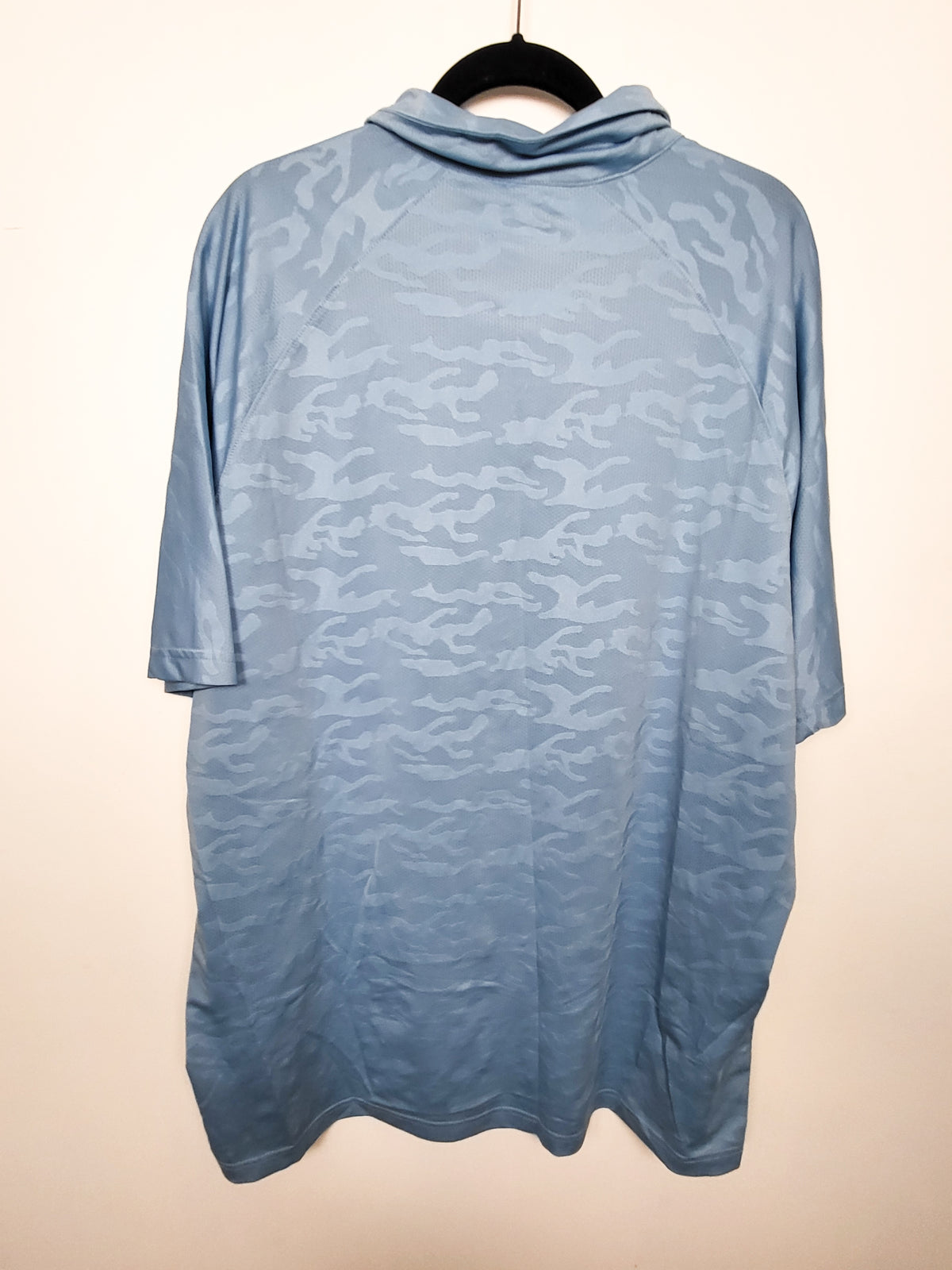 PGA Tour Apparel Men's All-Over Textured Blue Camo Printed Short-Sleeve Golf Polo - Size 2XL