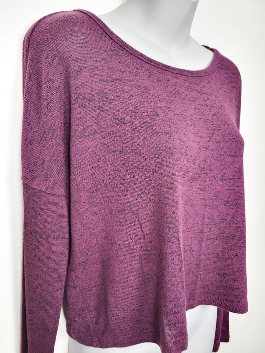 Garage Clothing Plum Purple "Oh So Soft" Cropped Knit Top - Size MEDIUM