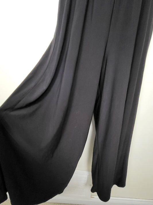 Annalee + Hope Black Sleeveless Overlay Wide-Leg Jumpsuit - Size Medium