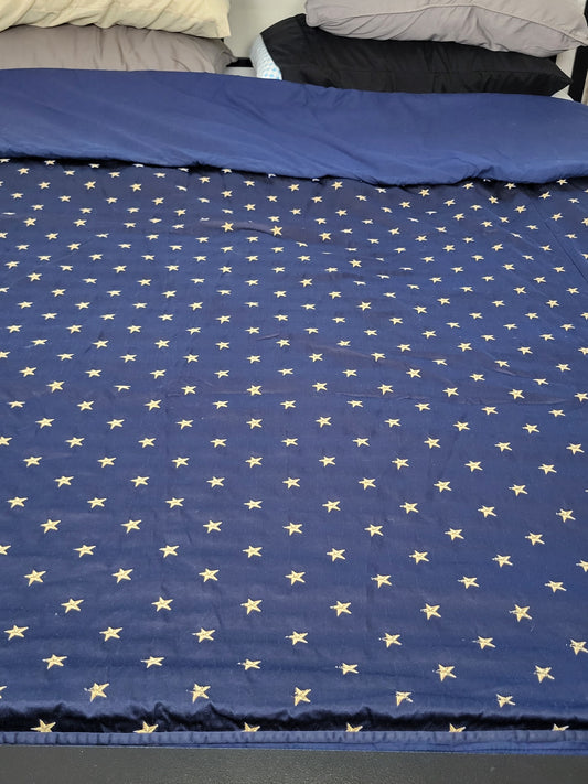 Chintz & Company Vintage Queen Star Duvet Cover - Navy & Gold Metallic - Whimsygoth