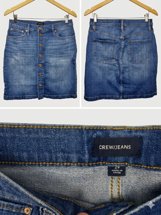 J. Crew distressed button fly denim skirt | Size 29