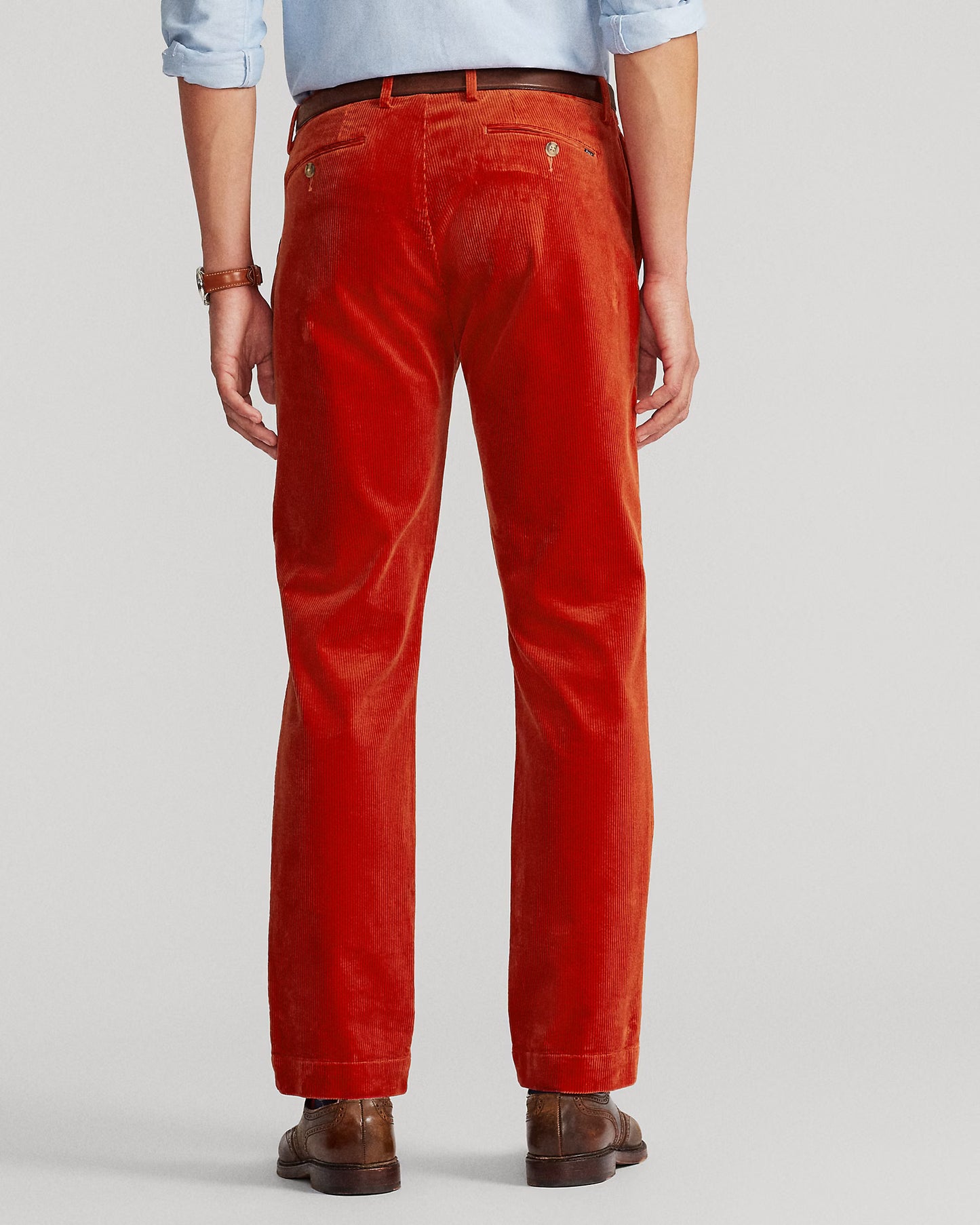CKLB1 - NEW - Ralph Lauren blue label classic fit men's corduroy trousers in "Sportsman Orange". Size 36