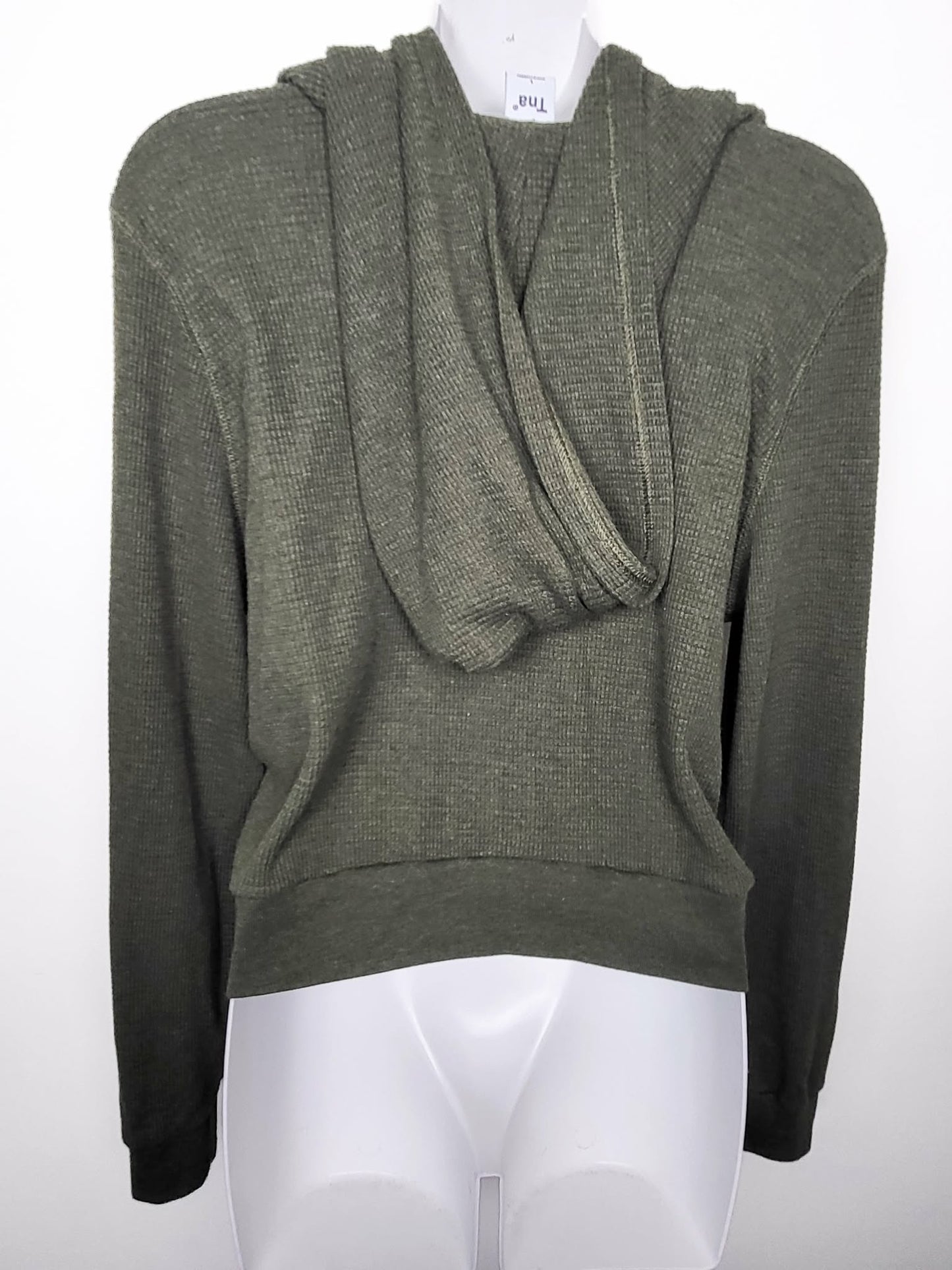 TNA green cropped waffle knit hoodie | Size LARGE