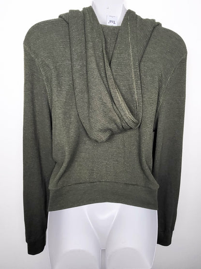 TNA green cropped waffle knit hoodie | Size LARGE
