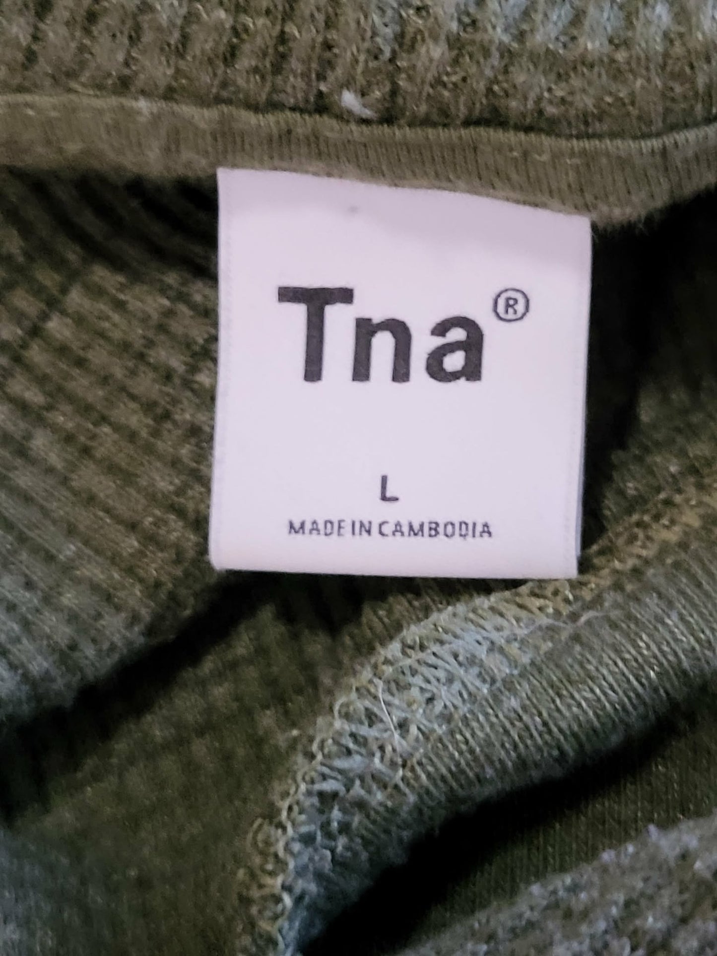 TNA green cropped waffle knit hoodie | Size LARGE