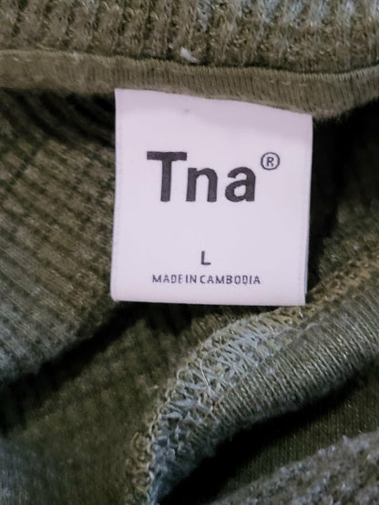 TNA green cropped waffle knit hoodie | Size LARGE