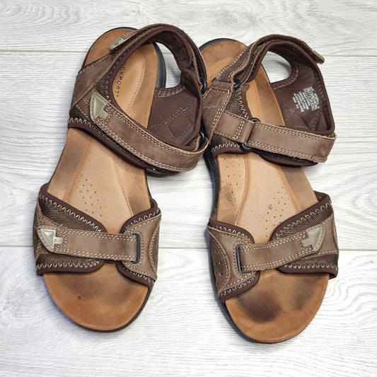 MSNDS1 - Rockport ladies brown trail sandals, size 9.5, slight staining on inside