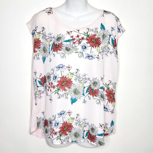 MSNDS1- NEW - Reitmans pale pink floral print top, size large