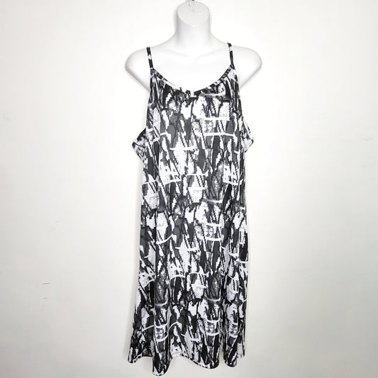 WHLL1 - YS black black and white patterned slip dress, size large, good condition