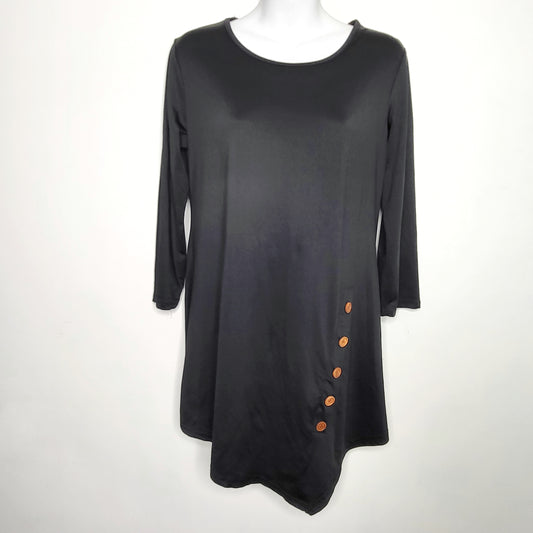 WHLL1 - Fashion Classic black tunic with buttons, size medium, good condition