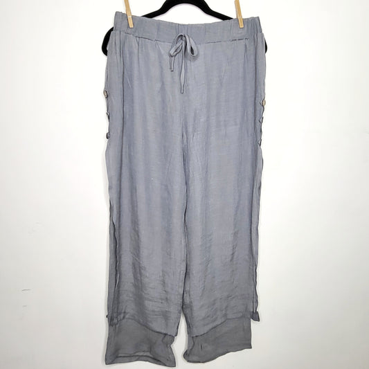 WHLL1 - Papa Vancouver grey Harajuko style "Shania" pants with drawstring waist, size like a large, good condition
