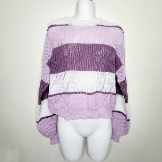 SHCA11 - Purple striped sweater, size small, good condition