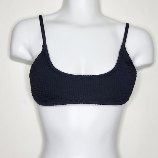 SHCA11 - Black textured swimsuit top, sizes like a small, good condition