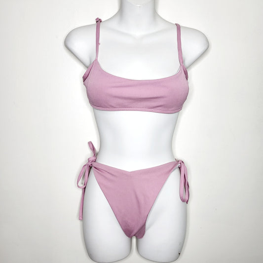 SHCA11 - Pink ribbed 2pc swimsuit, size medium, good condition