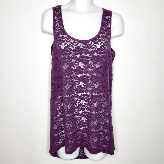 JBAB1 - Dex Clothing purple lace tank top, size medium, good condition