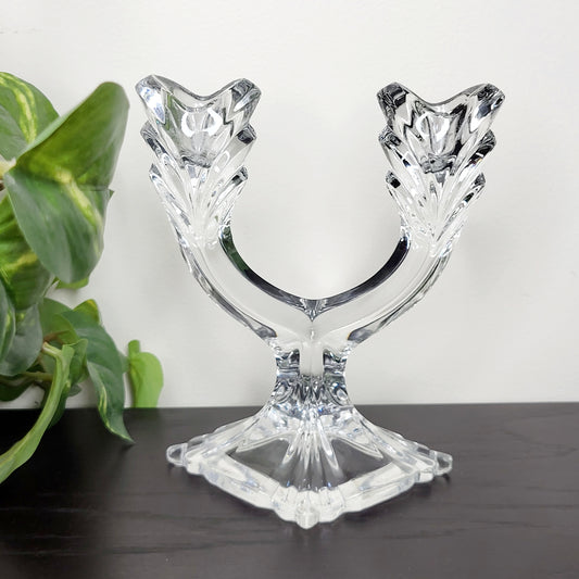 JKZ2 - Crystal hand cut double taper candle holder, good condition - local pick up or delivery only