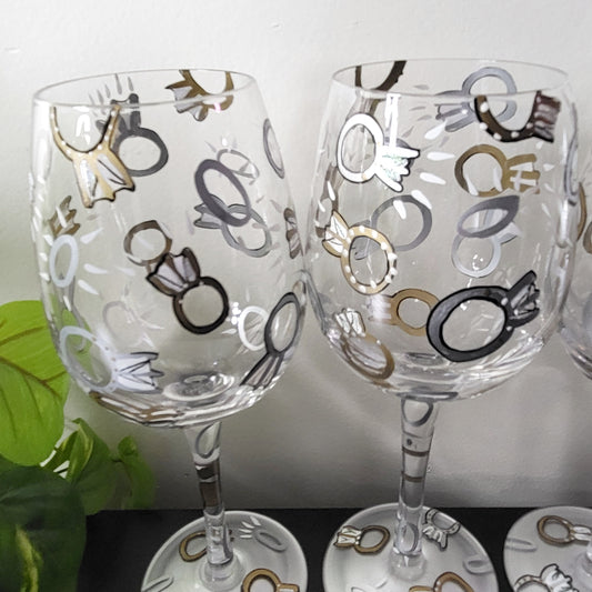 JKZ2 - Set of FOUR "Wedding Toast" wine glasses, good condition - local pick up or delivery only