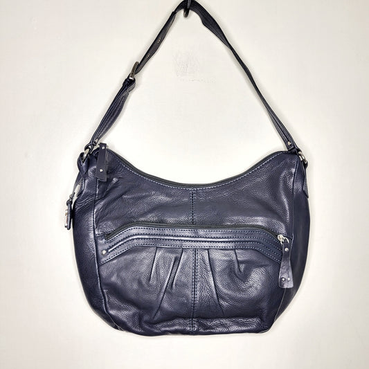 MAYE2 - Stone Mountain navy blue leather shoulder bag, good condition