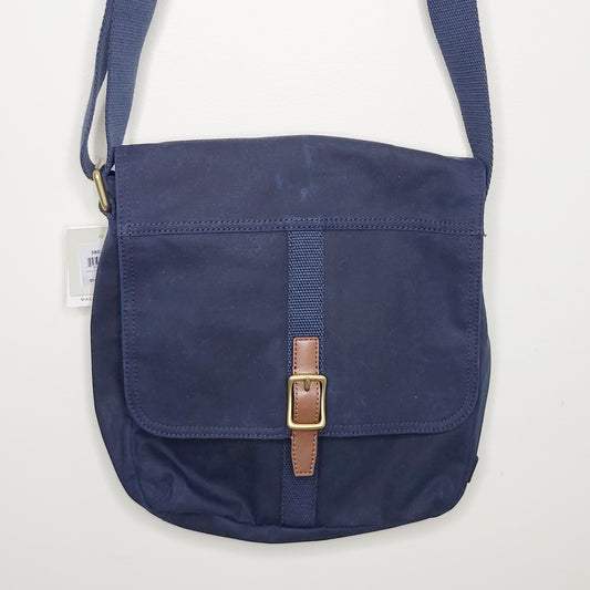 MAYE2 - NEW - Fossil navy canvas "Evan" city messenger bag.  Retails for $148