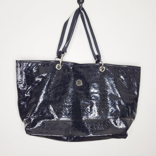 MAYE2  - Tommy Hilfiger black textured patent leather tote bag, good condition