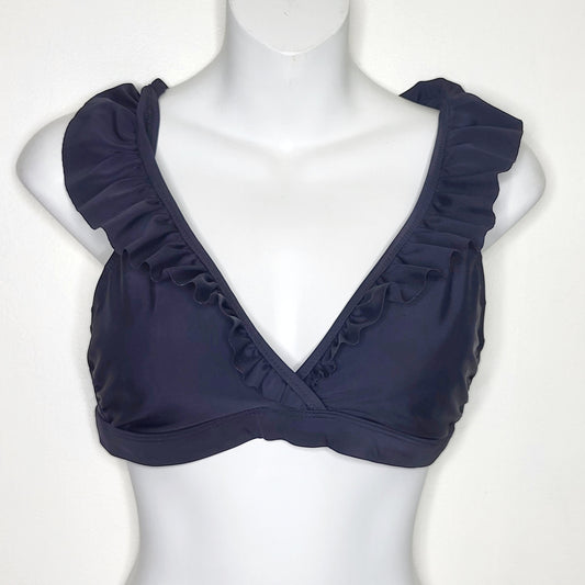 KLJ1 - Old Navy black swimsuit top with ruffles, size medium, good condition