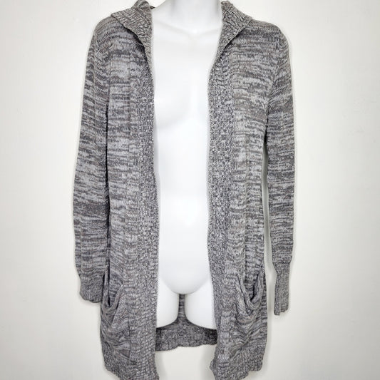 NTLL1 - Roxy grey hooded open cardigan sweater, size XS, good condition