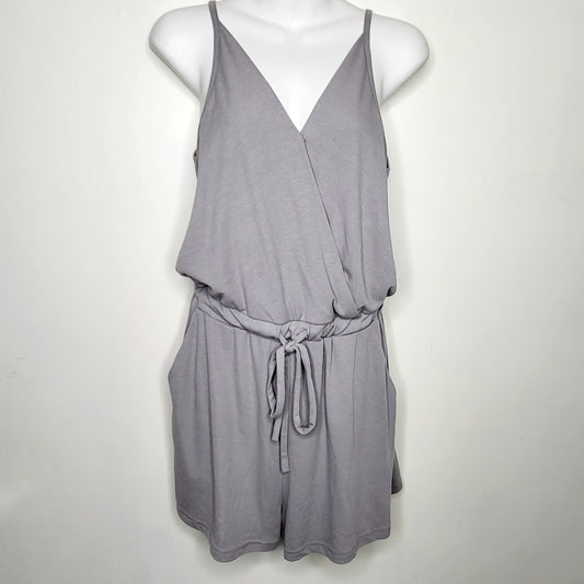 DFON1 - Mittoshop grey sleeveless knit romper with cinch waist, size small, good condition