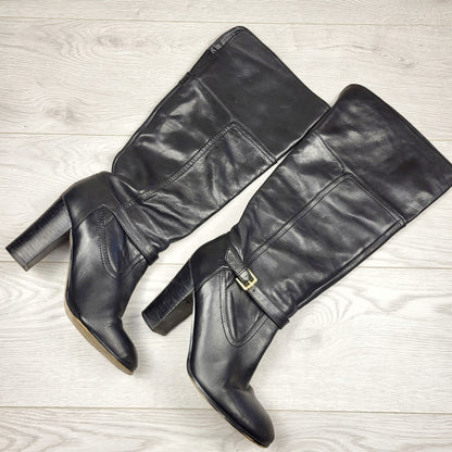 JJSS - Roberta Vianni tall black block heel leather boots. Size 8.5M