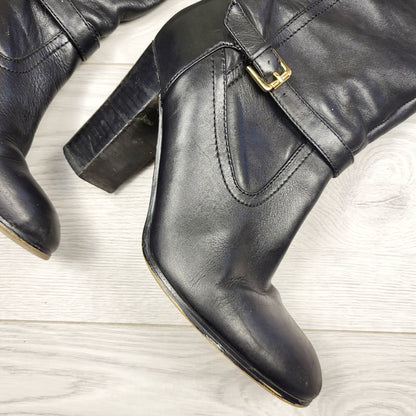JJSS - Roberta Vianni tall black block heel leather boots. Size 8.5M