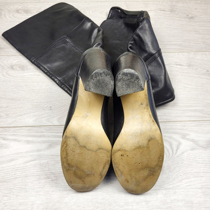 JJSS - Roberta Vianni tall black block heel leather boots. Size 8.5M