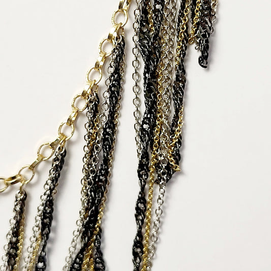 AMHU1 - NEW - BCBG MAXAZRIA Long Multi Strand Chain Statement Necklace