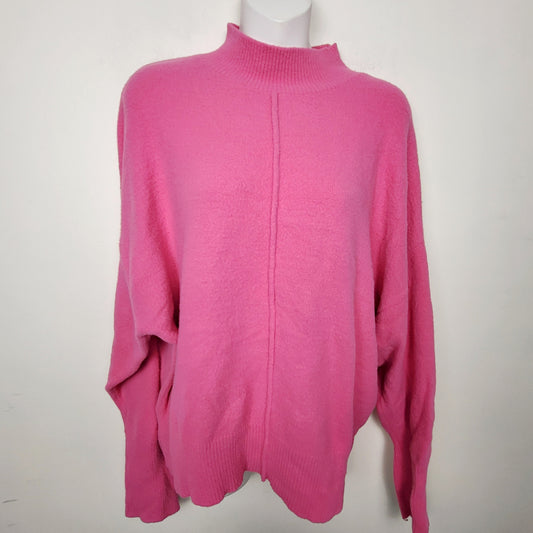 MHCK2 - RW and Co hot pink mock neck sweater. Size large 🍁