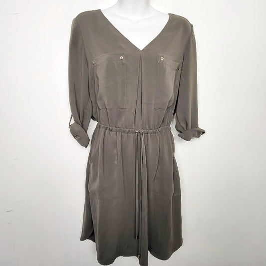 RHW1 - Dynamite khaki green cinch waist dress. Size medium
