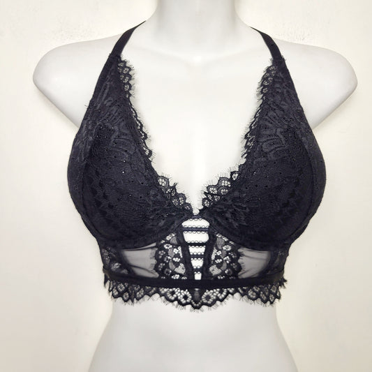RHW - La Senza black lace Beyond Sexy Deep Plunge push-up bra. Size 34DD