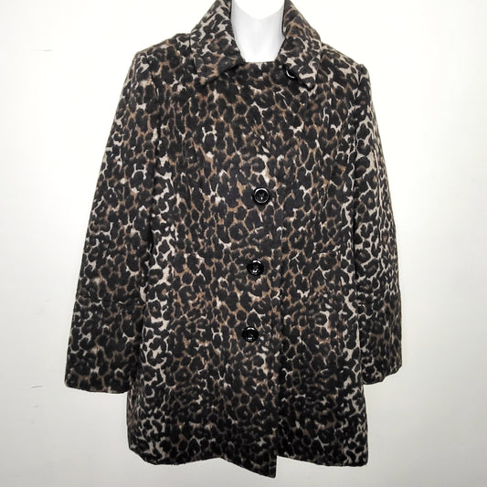 RHW - Anne Klein button down leopard print coat. Size medium