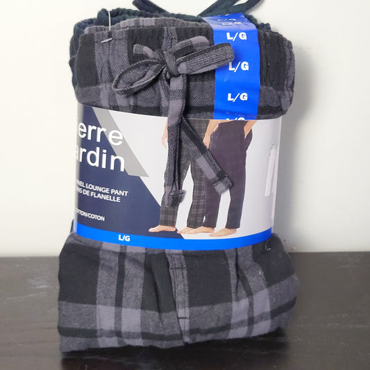 RHW1 - NEW - Pierre Cardin Men’s Grey Flannel Lounge Pants: 2 Pack / Size Large