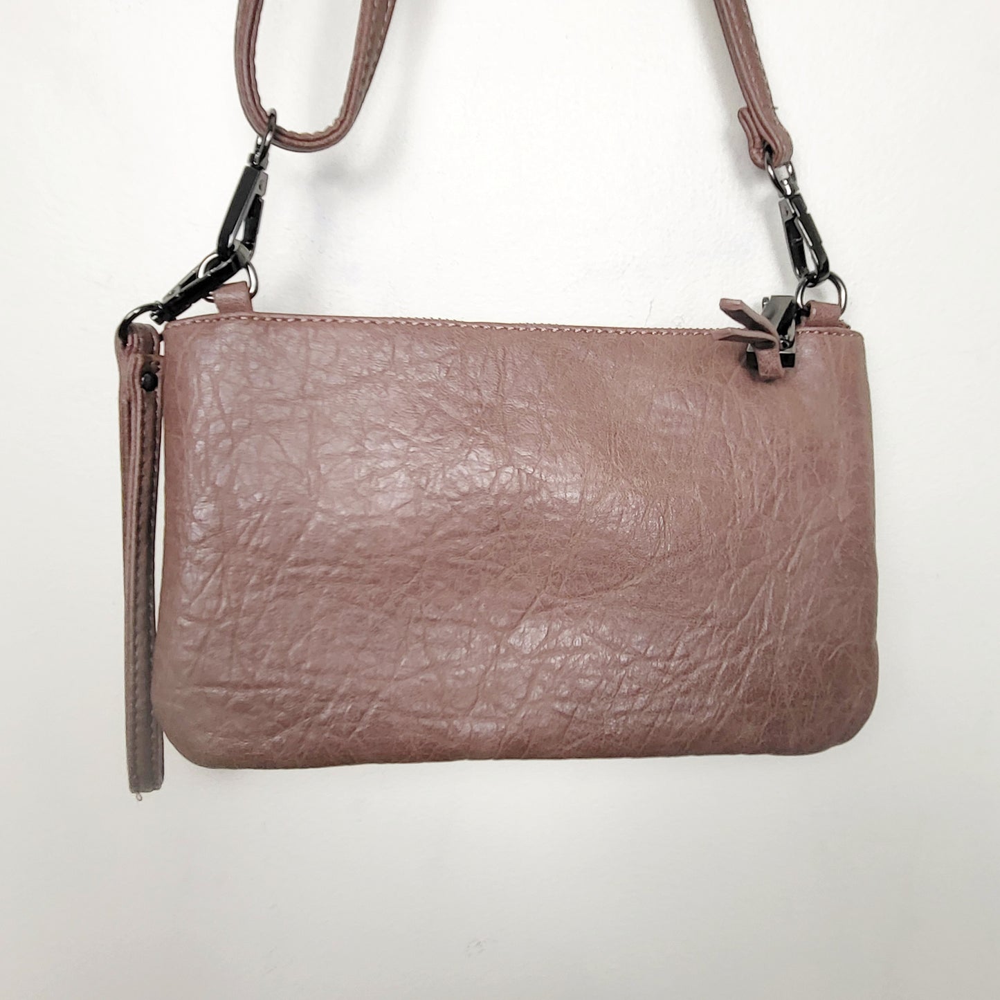 KLJ1 - Co-Lab Taupe Vegan Leather Crossbody Wristlet Bag