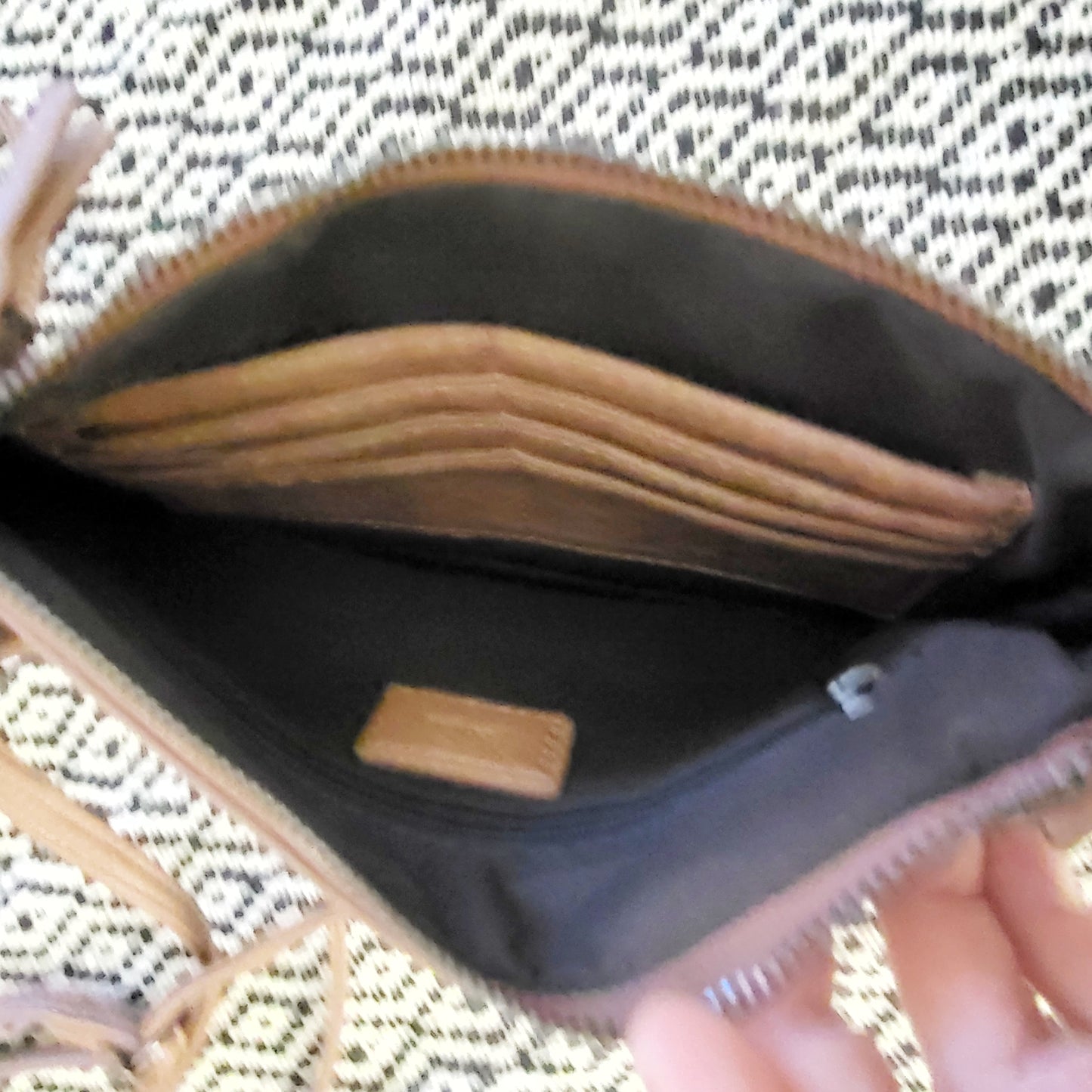 KLJ1 - Co-Lab Taupe Vegan Leather Crossbody Wristlet Bag