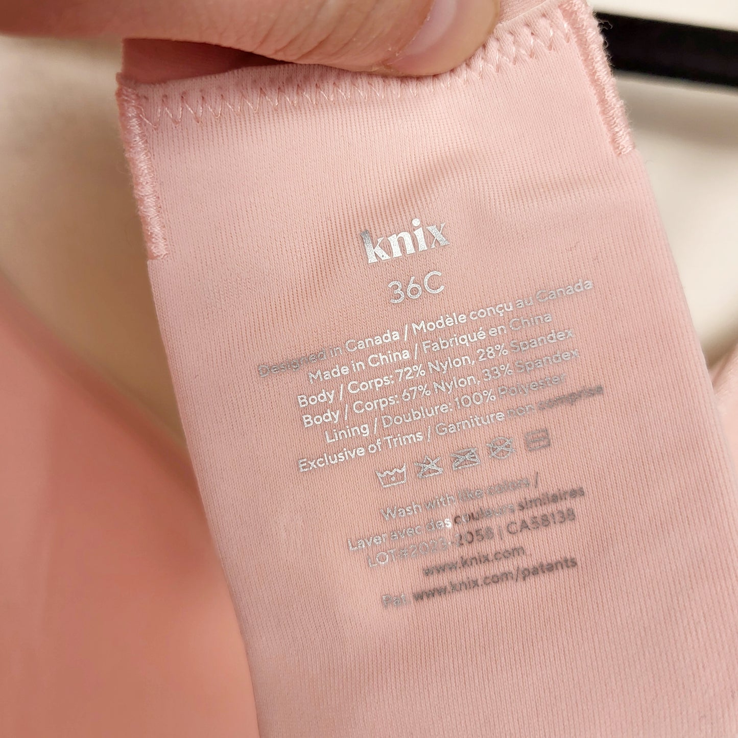 KLJ1 - Knix WingWoman Contour Bra in "Rose Water" pink. Size 36C